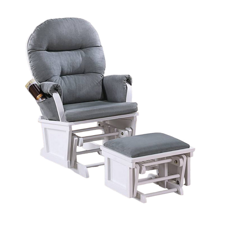 Noni Manual Glider Chair with Ottoman, Gray, White