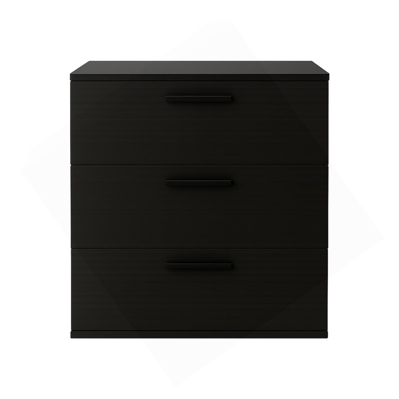 Commode noire à trois tiroirs Morgan, Noir