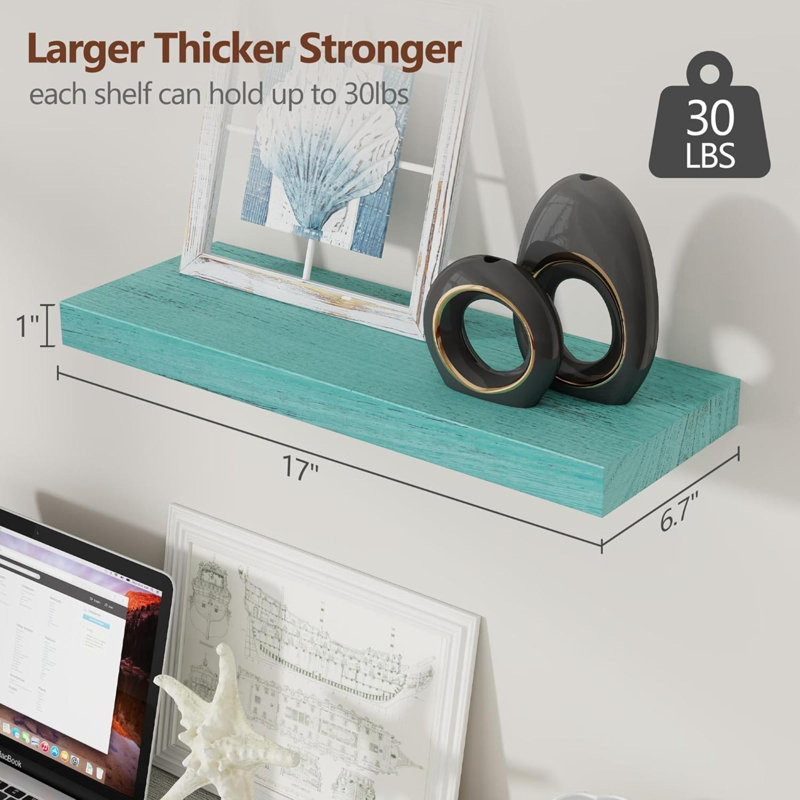 Dalvyn 3 Piece Floating Shelf, Turquoise Blue