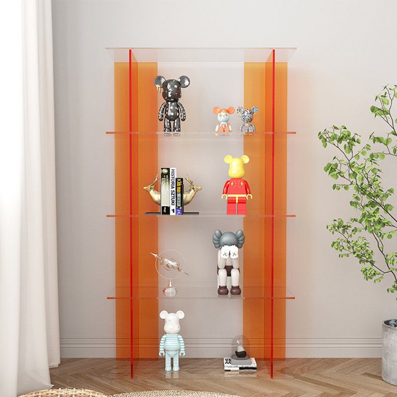 Simple vitrine en acrylique, (4 tablettes) H 55,12 po x l 31,5 po x P 9,84 po, Orange