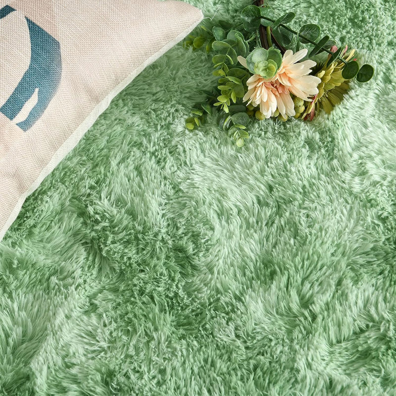 Antonije Tie Dye Shag Area Rug, Rectangle 4' x 6', Light Green