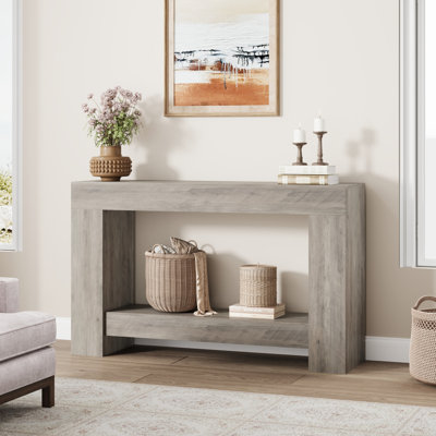 47.24 Inches Long Console Table for Entryway, 2-Tier Large Sofa Table with Storage, Wood Farmhouse Console Table for Living Room, Wooden Entrance Entr by Gracie Oaks