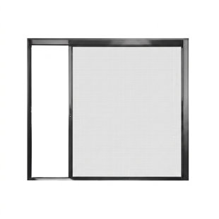 96 in. x 96 in. Left to Right Matte Black Aluminum Sliding Retractable Screen Door With Quick Latch