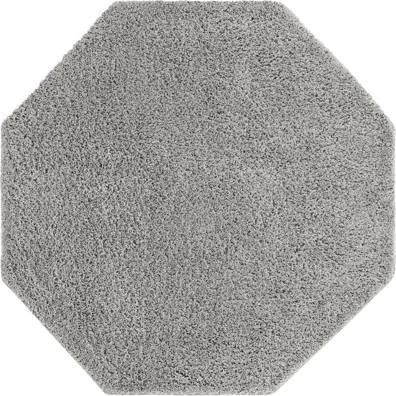 Tapis à poils longs Ashmita couleur pierre, Octogone 6 pi