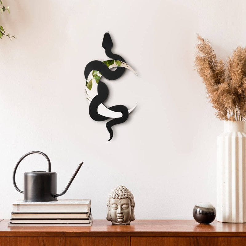 Gothic Black Snake And Crescent Moon Mirror