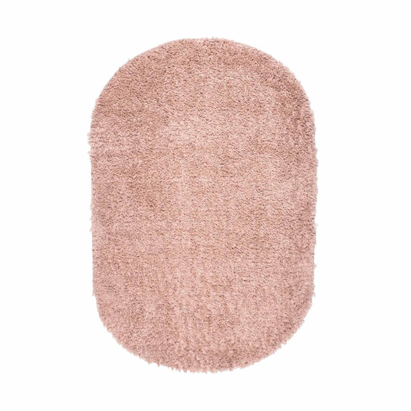 Laurel Performance Shag Tasseled Pink Rug, Oval 6'7" x 9'