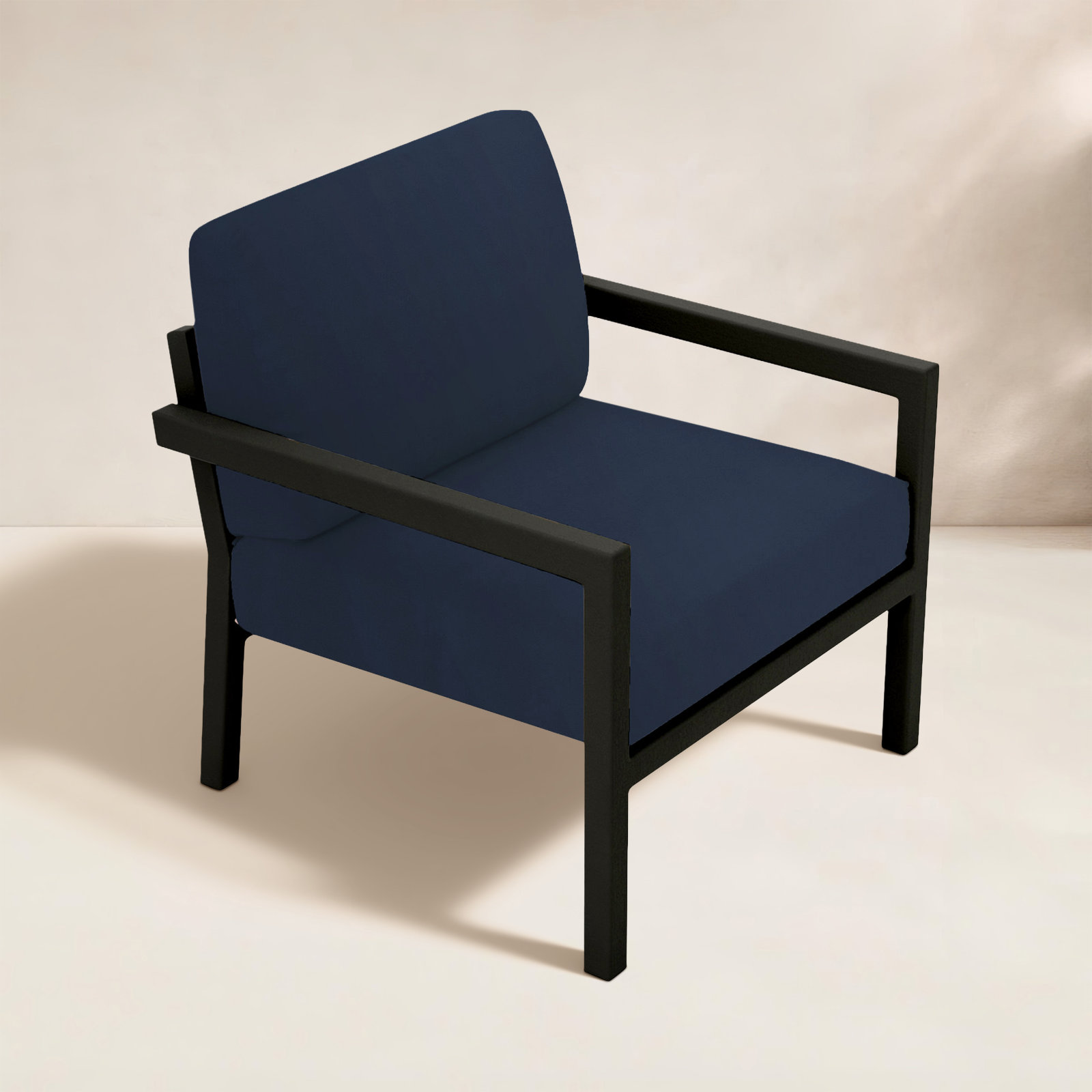 Vivant Sunbrella® Patio Lounge Chair, Black, Spectrum Indigo Sunbrella®