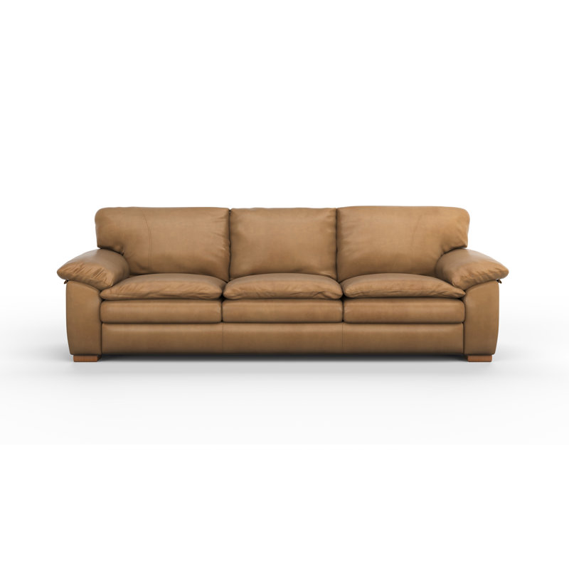 Boulder 116" Deeper and Wider 100% Full Top Grain Leather Sofa, Montana Wood