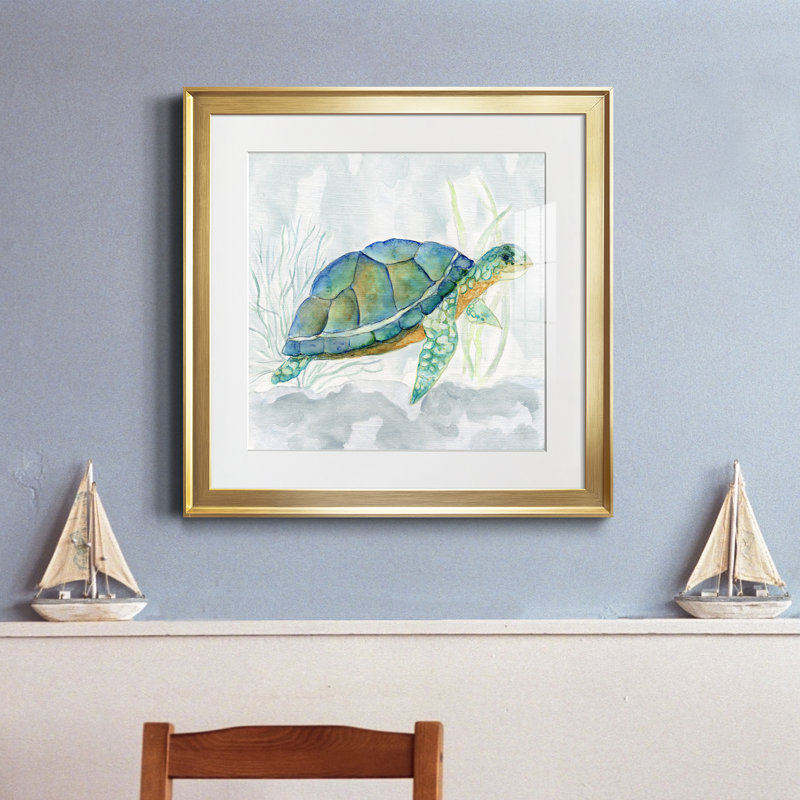 Riding the Current I - peinture encadrée, H 17,5 po x l 17,5 po x P 1,5 po, Encadrement doré