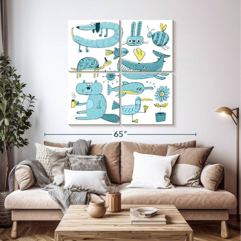 Blue Doodles, 45" H x 45" W
