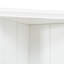 Vitrine blanche et deux tablettes triangulaires, combinaison murale de style rétro avec portes en verre, pour les couloirs, le salon, le bureau, le studio ou l'espace de travail