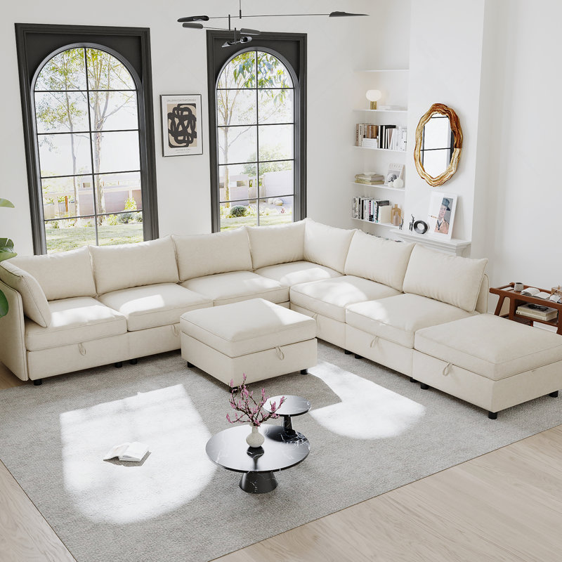Modular Sectional Sofa, Convertible Sofa Seat With Storage, Sleeper Sectional Sofa Set