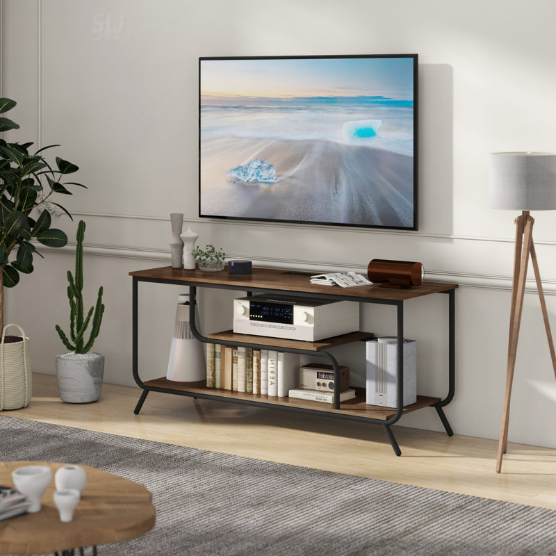 Modern LED TV Stand With Power Outlets And Storage, Ideal For Living Room And Bedroom Entertainment