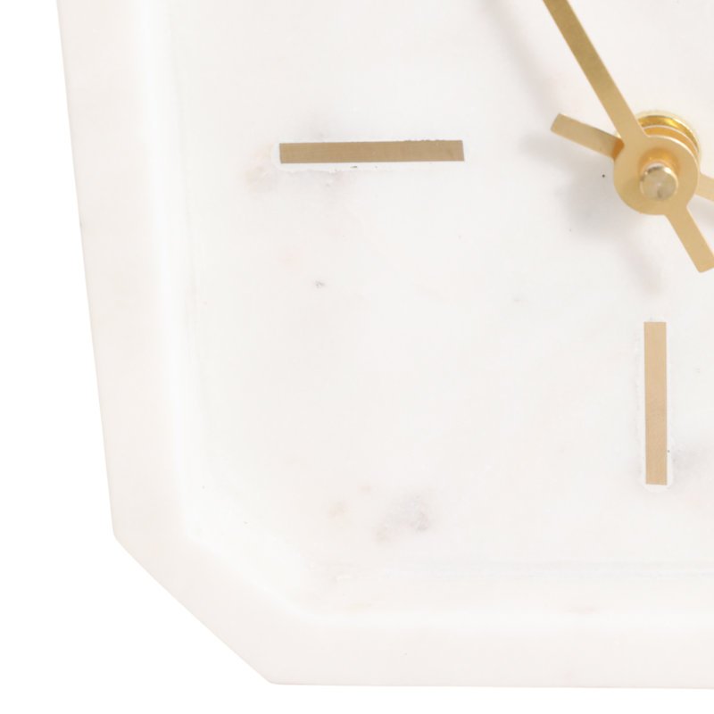 Horloge de table en marbre Aparicio, H 6 po x l 6 po x P 2 po, Blanc