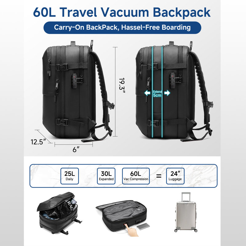 Vacpack Backpack Expandable 60L Backpack