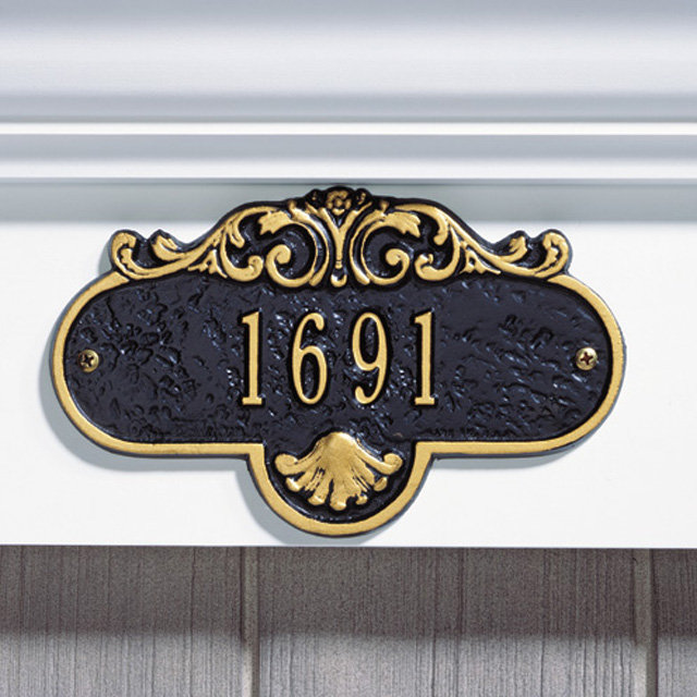 Plaque d'adresse murale sur 1 ligne Rochelle, Noir et or, Oui