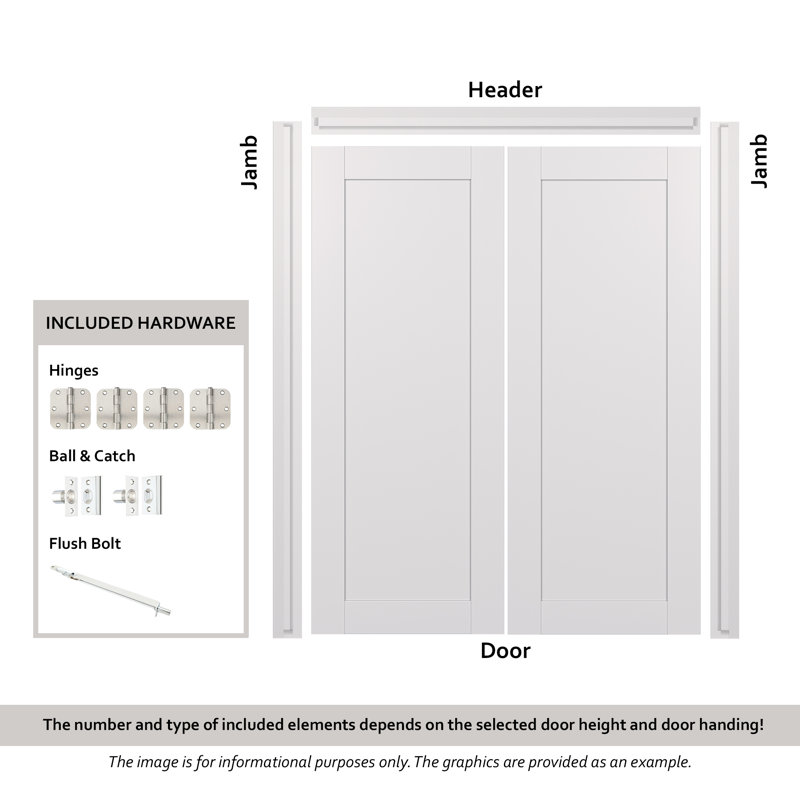 Polar White Finished Pine and Composite French Door with Frosted Glass