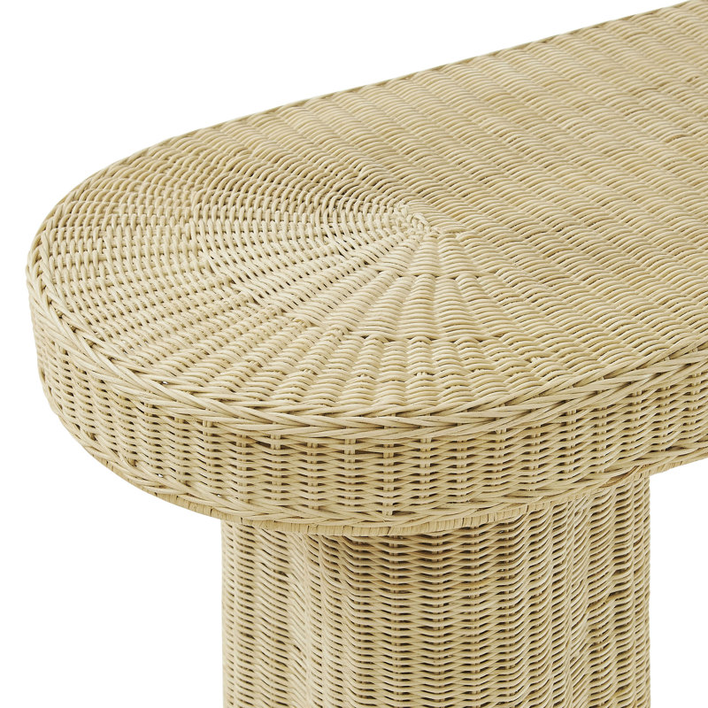 Console ovale Sarova de 59 pouces en rotin naturel, Rotin naturel