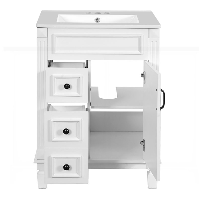 Meuble-lavabo 24 po avec lavabo en céramique, Blanc