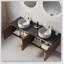 Meuble-lavabo 60 po avec lavabo, armoire de rangement murale moderne en contreplaqué flottant avec 4 portes, comptoir en pierre frittée noire et 2 lavabos ronds blancs en céramique, espresso