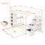 Lit superposé simple au-dessus d'un lit double en blanc avec espace supplémentaire - 3 tablettes, tiroirs et escaliers Les solutions de rangement fonctionnelles rehaussent votre chambre à coucher