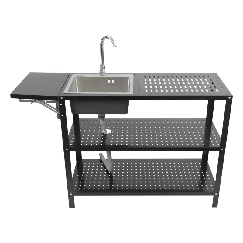 Évier de cuisine autoportant avec tablettes