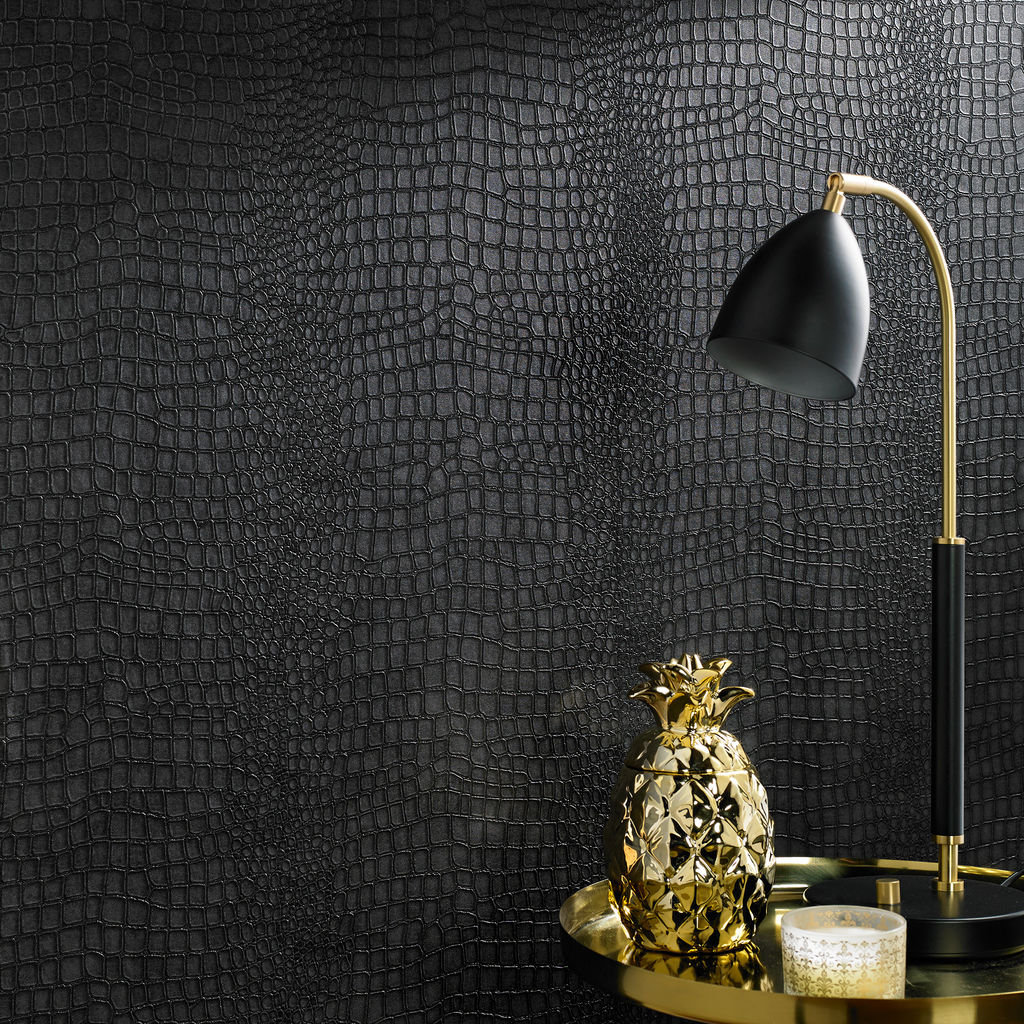 Crocodile Wallpaper Graham & Brown Color: Black