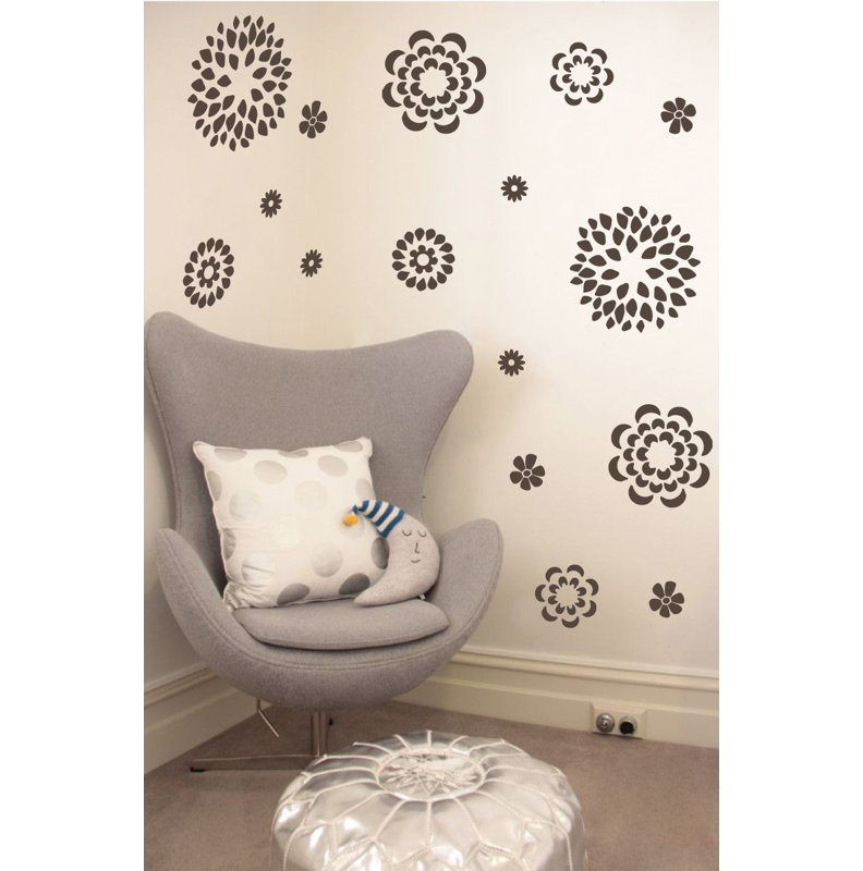 Adhésif décoratif motif floral, H 19 po x l 24 po x P 0,01 po, Brun