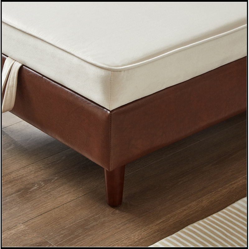 Chaise longue rembourrée avec rangement, Brun / beige