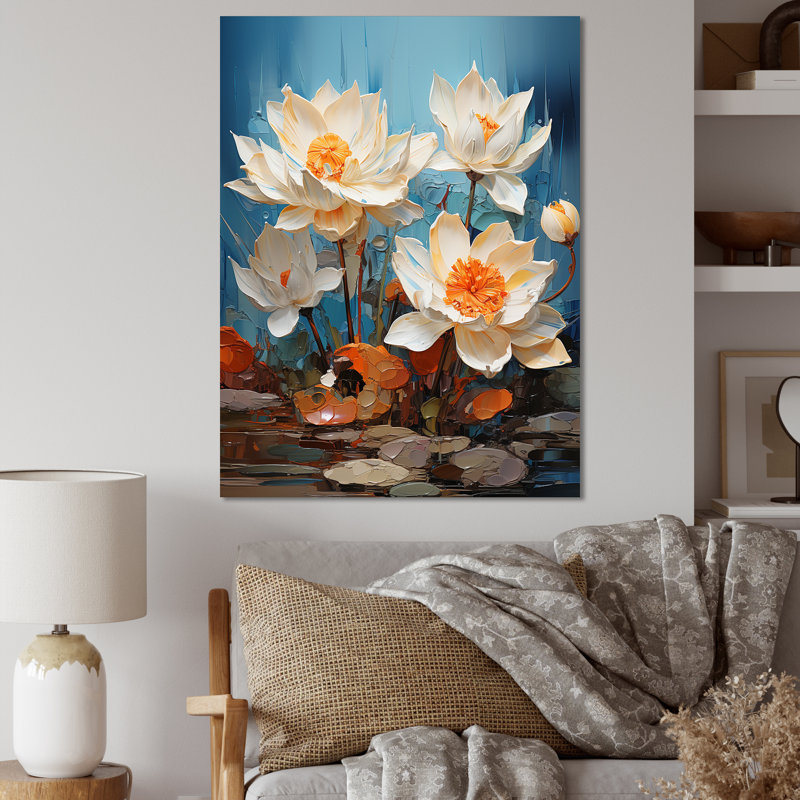«A Burst of White and Orange Daffodils Bloom», reproduction sur toile, Toile tendue, H 32 po x l 16 po x P 1 po