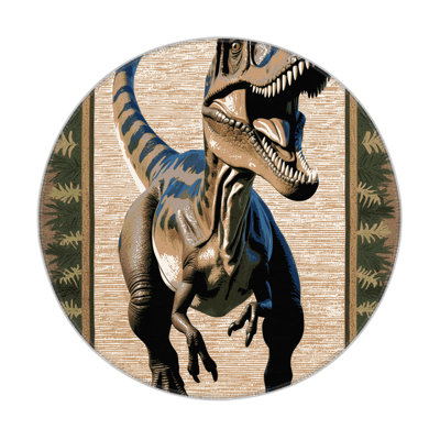 Dinosaurs Beige Indoor and Outdoor Area Rug