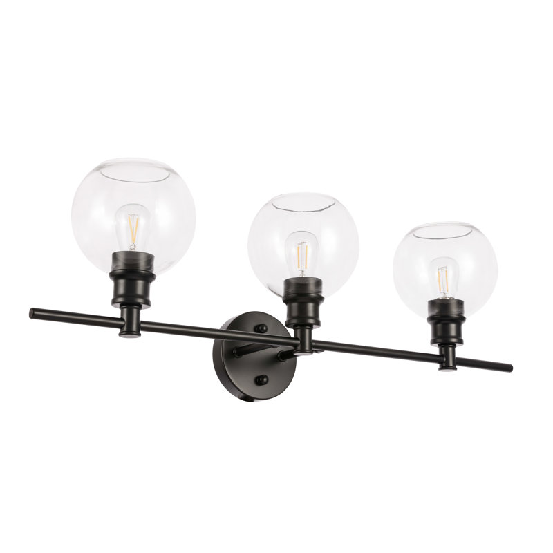 Éclairage pour meuble-lavabo en verre Drinkard, Transparent, Noir, Quatre lumières