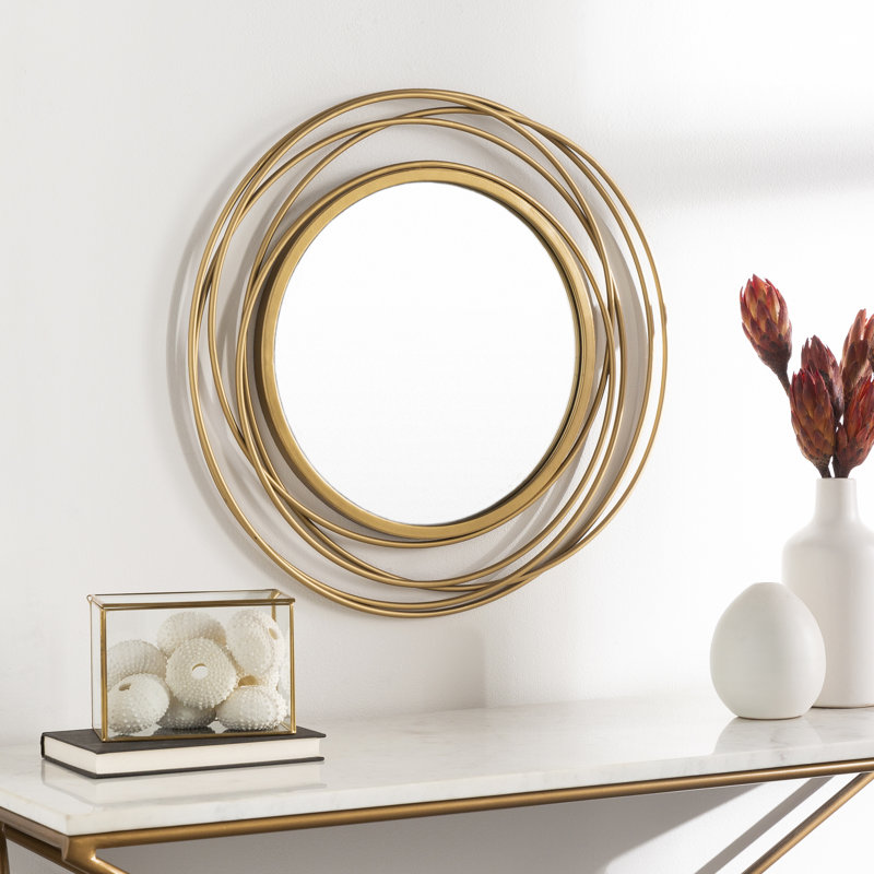 Wemple Iron Round Mirror, Gold, 30" x 30"
