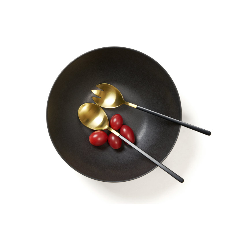 Stainless Steel Salad Servers, Black/Gold