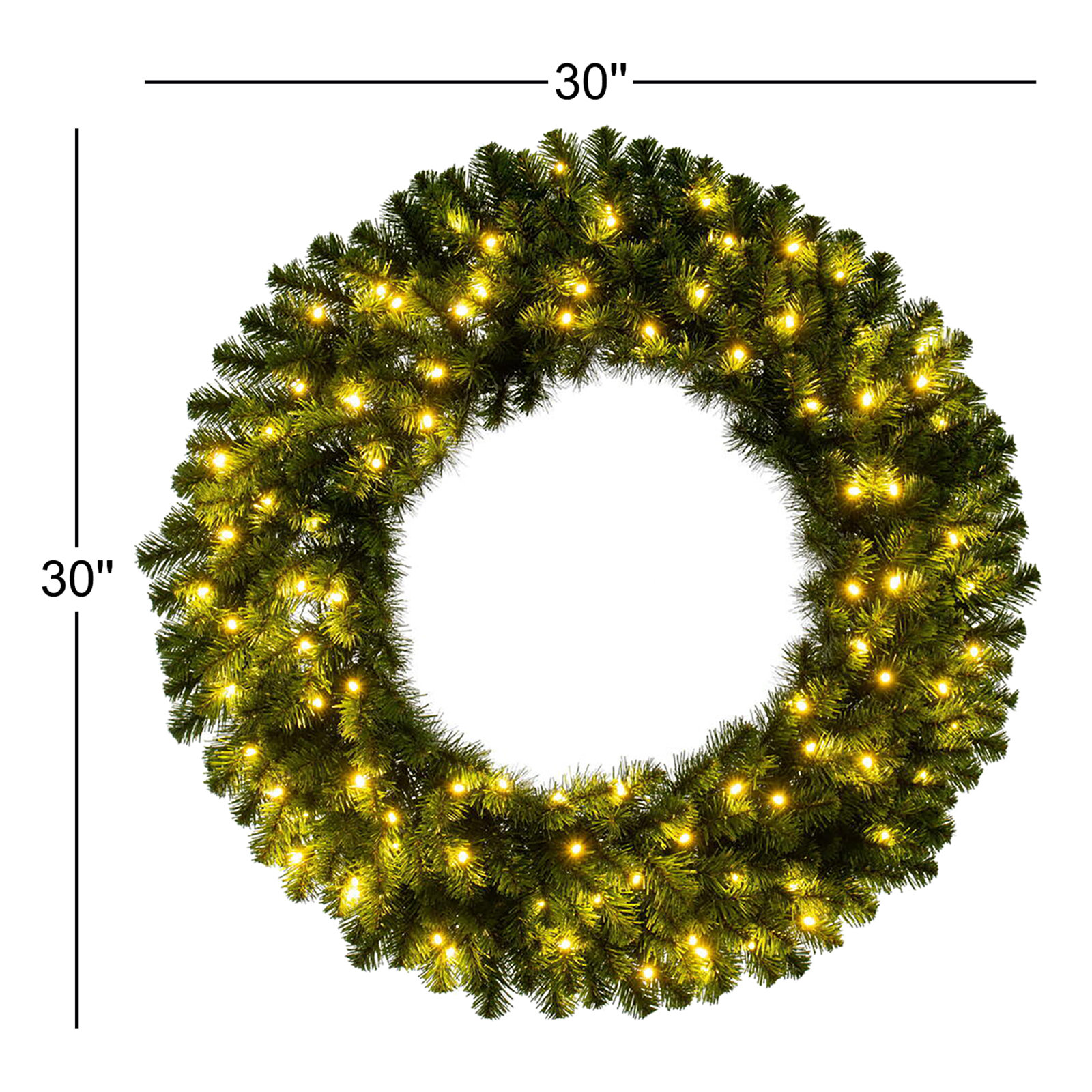 30" Pre-Lit Pine Christmas Wreath