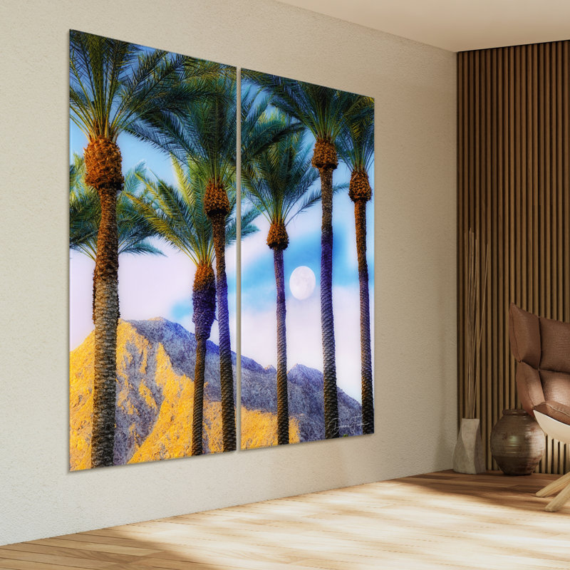 «Moonlit Oasis On Glass», impression 2 pièces