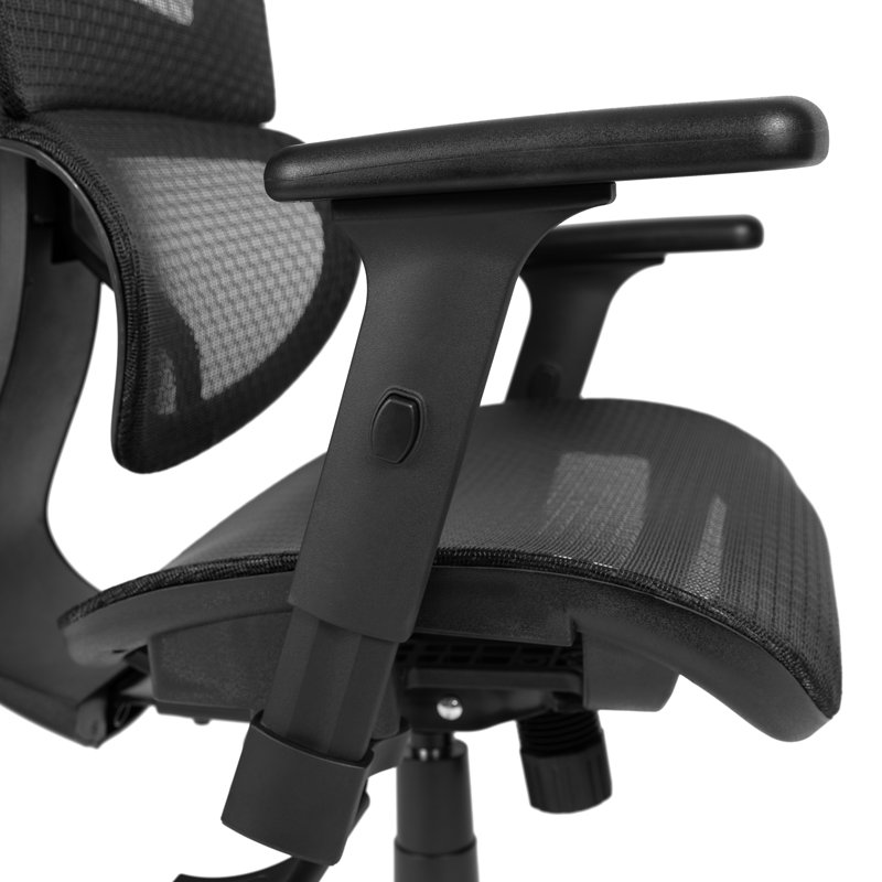 Chaise de bureau avec inclinaison synchro, appui-tête réglable, soutien lombaire et accoudoirs pivotants, Noir