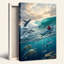 «Blue Kayak and Breaching Whale in Turquoise Wave», art mural sur toile-133517814
