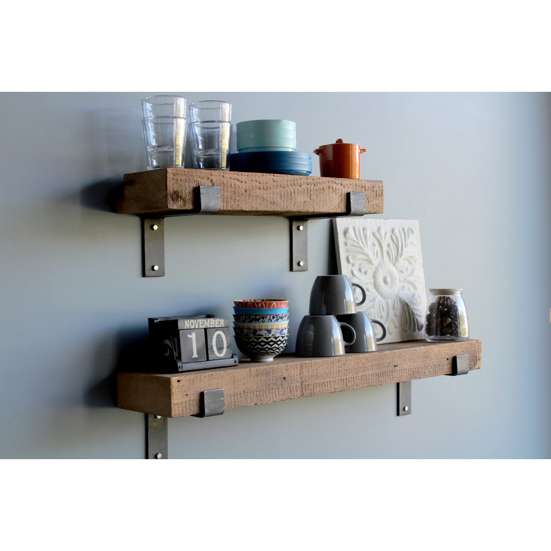 Chumbley 2 Piece Reclaimed Barn Wood Bracket Shelf (Set of 2) 17 Stories 