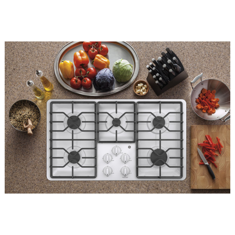 Built-in 36" Gas Cooktop with 5 Burners, White