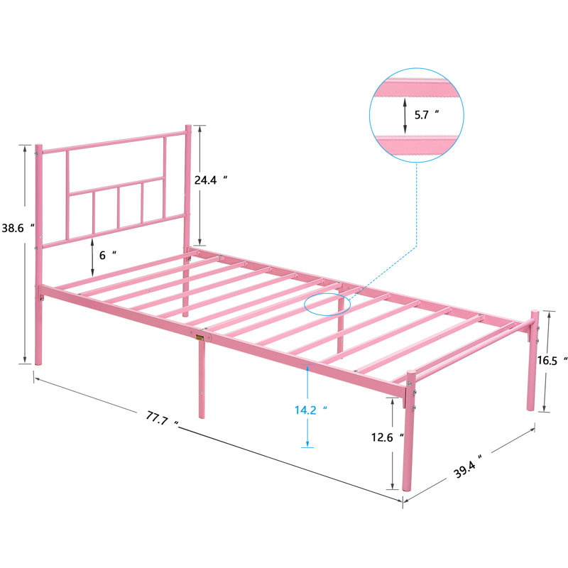 Orabelle Metal Bed, Pink