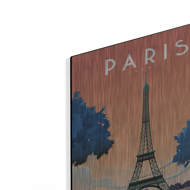  «Paris-France» par l'Arctique, art mural en métal, H 16 po x l 12 po