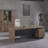 Retractable L-Shaped Executive Desk, Dual Home and Commercial Use Desk with Drawers and Lateral File Cabinet, Large Computer Desk /Workstation-632547498-634992802