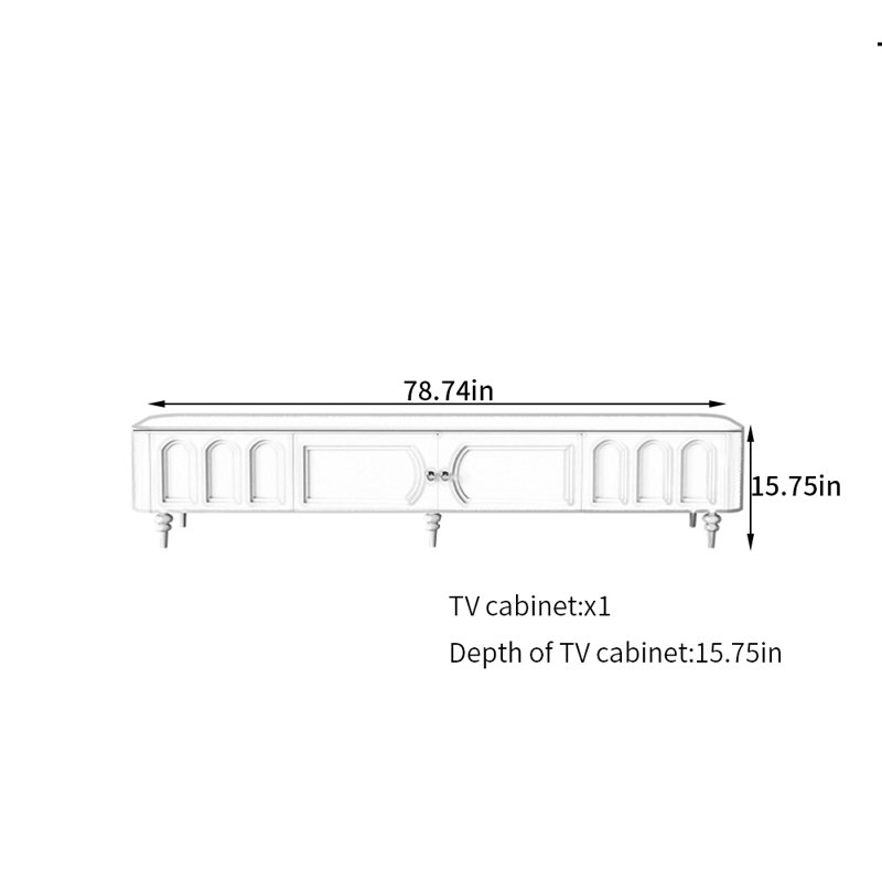 Meuble télé de style français rétro, 78.74''