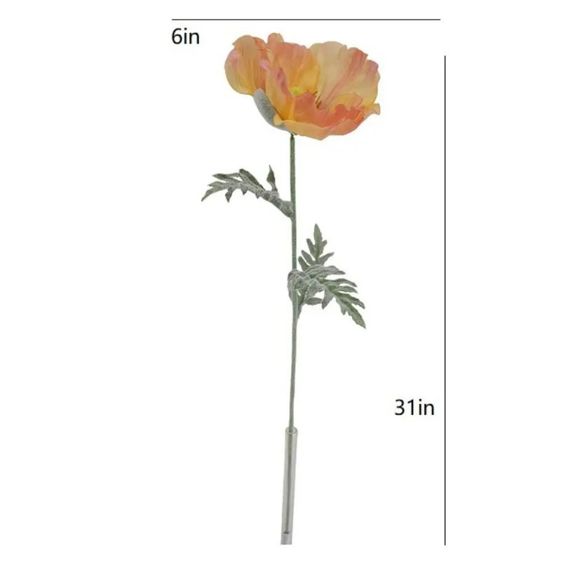 31" Artificial Apricot Poppy Stems