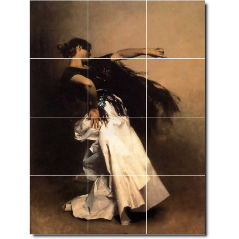 Carreau de céramique décorative 12,75 po x 17 po 4,25 po x 4,25 po, Peinture de John Sargent Dancer W08157