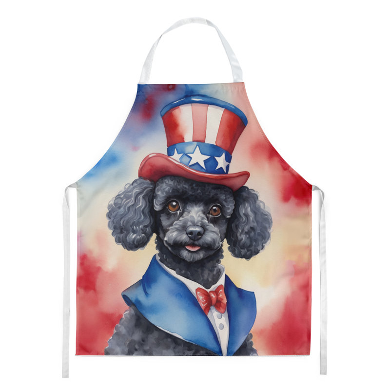 Patriotic American Apron, Black/Blue Poodle