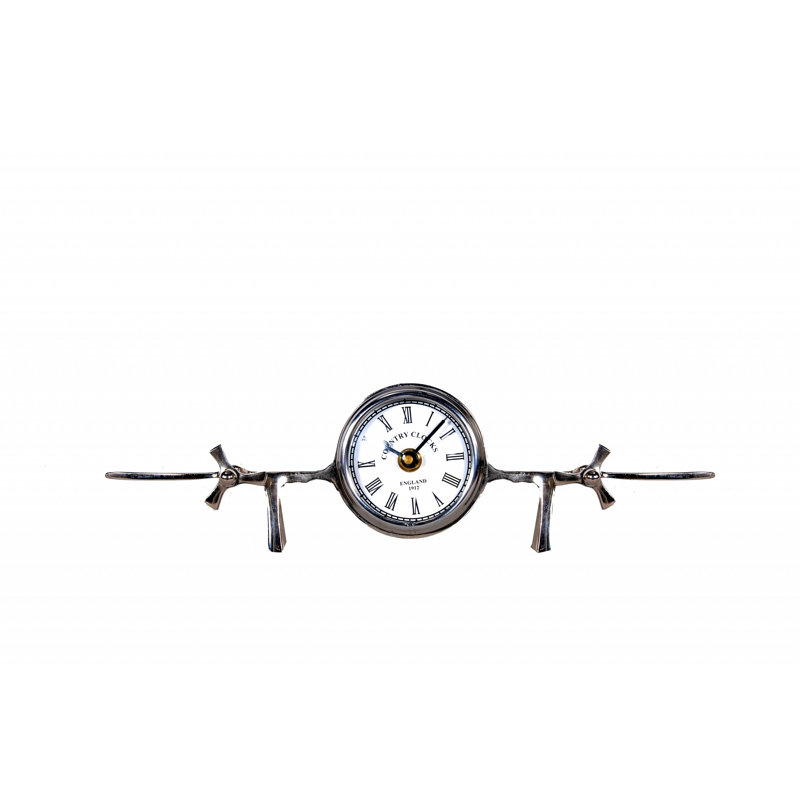 Analog Metal Mechanical Tabletop Clock in Silver