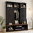 62.2" Entryway Hall Tree with Bench, 3 Top Cubbies & Bottom Storage, Farmhouse Coat Rack with Hooks & Cabinets, Freestanding MDF Organizer for Hallway, Mudroom, Living Room-129892209