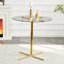 Table ronde haute en verre, table ronde de 36 pouces, plateau en verre trempé, support robuste à quatre colonnes plaqué chrome doré, convient aux tables rondes transparentes dans les petits espaces, les cuisines-130445908
